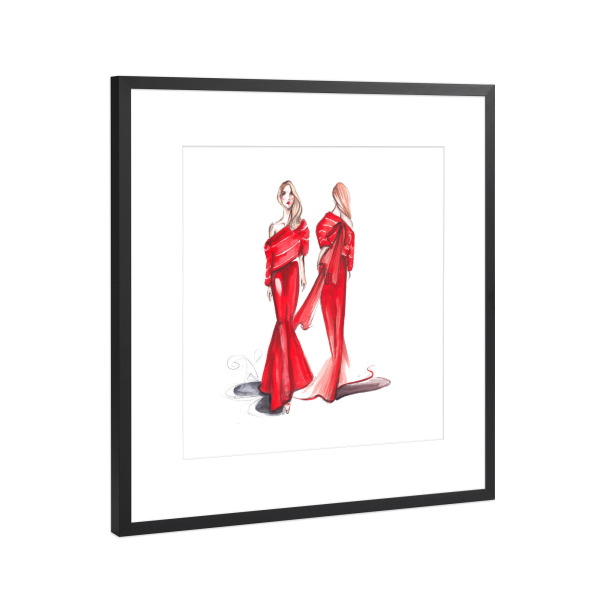 Poster mit Rahmen Schwarz (Metallic) "Red gowns" artboxONE - Fashion