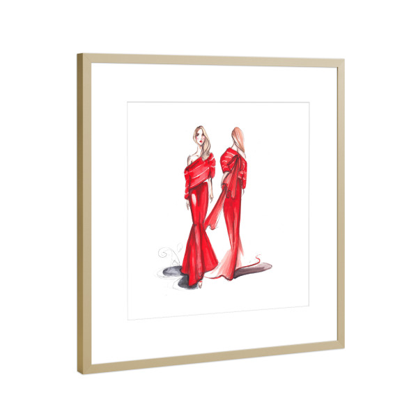 Poster mit Rahmen Gold "Red gowns" artboxONE - Fashion
