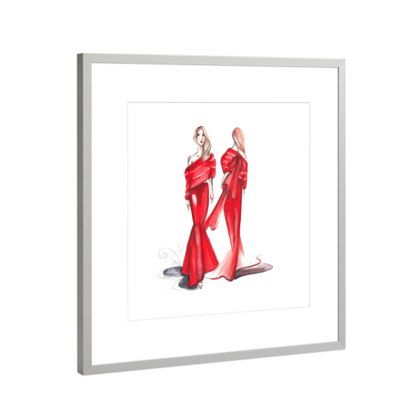 Poster mit Rahmen Silber "Red gowns" artboxONE - Fashion