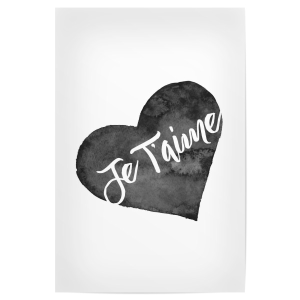 Poster 30x20 cm "Je T'aime 3" artboxONE - Typografie,Schwarzweiß,Liebe