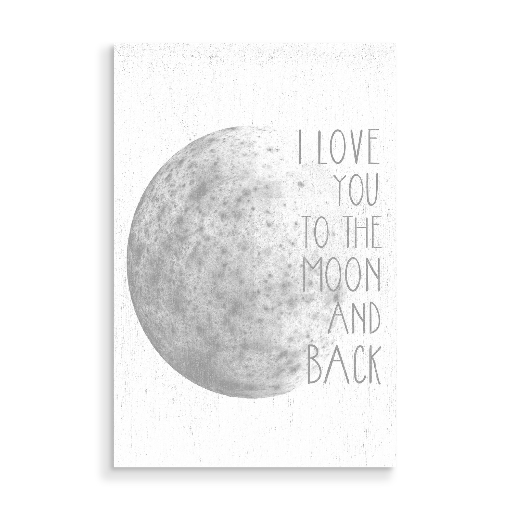 Holzbild "I Love You To The Moon And Back" artboxONE - Typografie,Für Kinder,Abstrakt - Liebe,Mond,Typo,Typografie