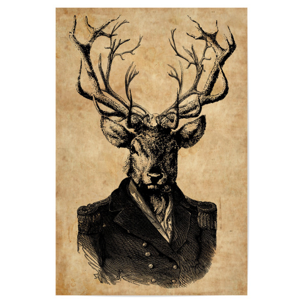 Poster 30x20 cm "Steampunk Hirsch im Anzug" artboxONE - Tiere