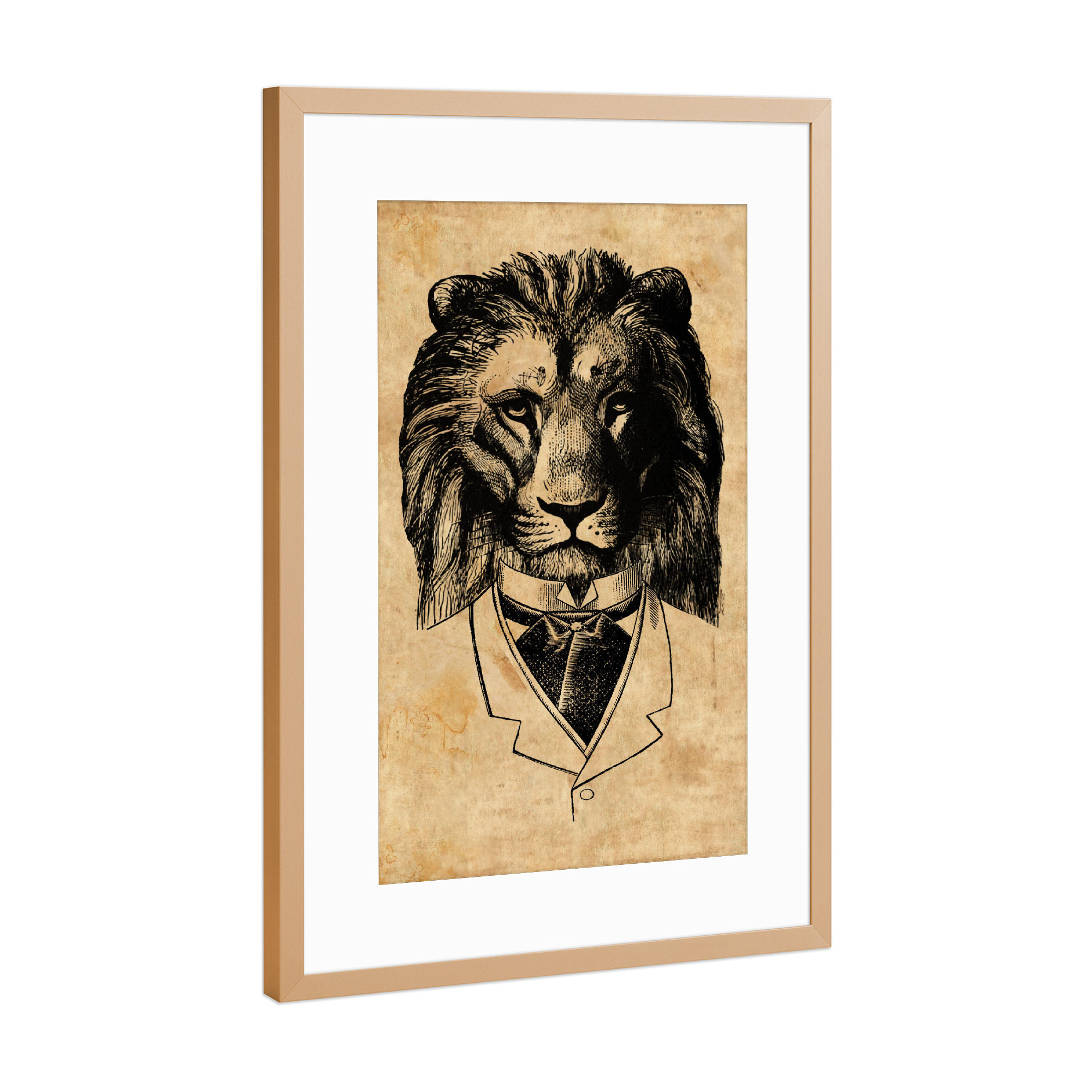Poster mit Rahmen Kupfer "Tiger im Anzug 2" artboxONE - Tiere