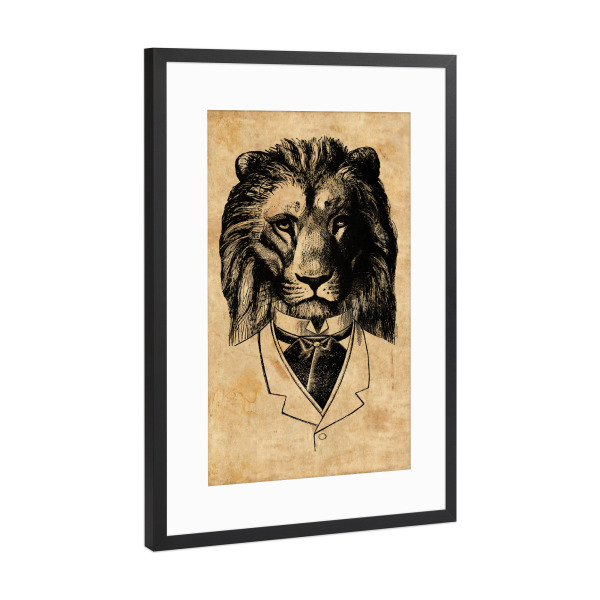 Poster mit Rahmen Schwarz (Metallic) "Tiger im Anzug 2" artboxONE - Tiere