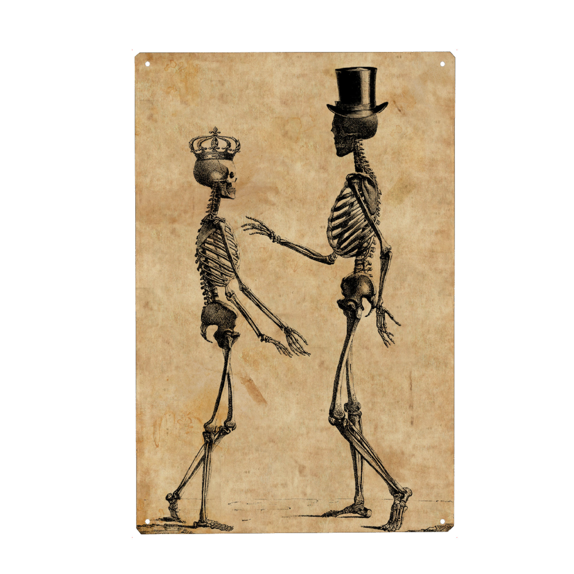 Metall Poster "Skeleton Liebe" artboxONE - Menschen - Skeleton liebe,Liebe,Anatomie,Skeleton,Gotik,Gothic,Zylinder,Krone,Königin,Skelett