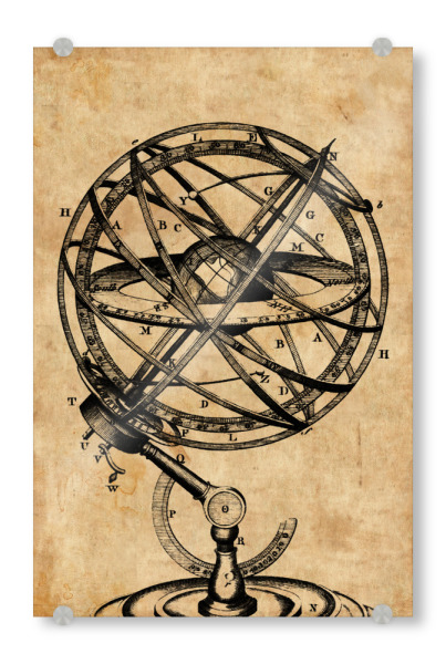 Acrylglasbild "Armillarkugel - Antikes Papier" artboxONE - Reise - Armillarkugel,Antikes,Antikes papier,Steampunk,Globus,König,Christuskreuz,Macht