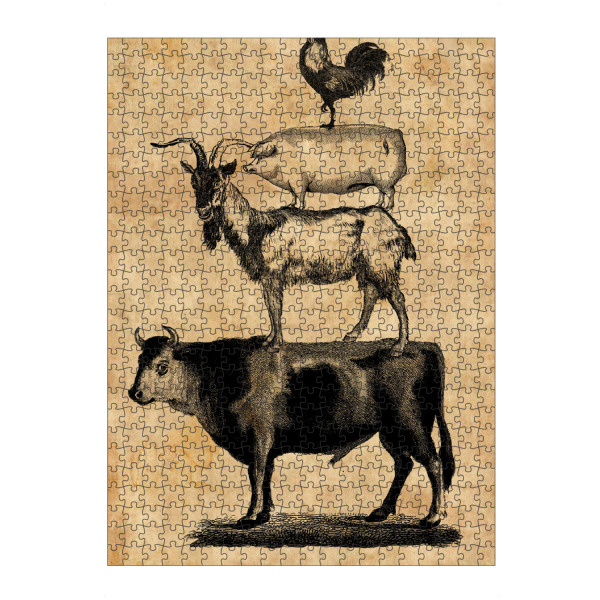 Puzzle Ravensburger "Nutztiere - Schwein, Kuh, Ziege und Hahn" artboxONE - Tiere