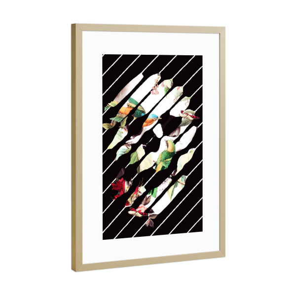 Poster mit Rahmen Gold "Memory" artboxONE - Natur,Floral,Schwarzweiß