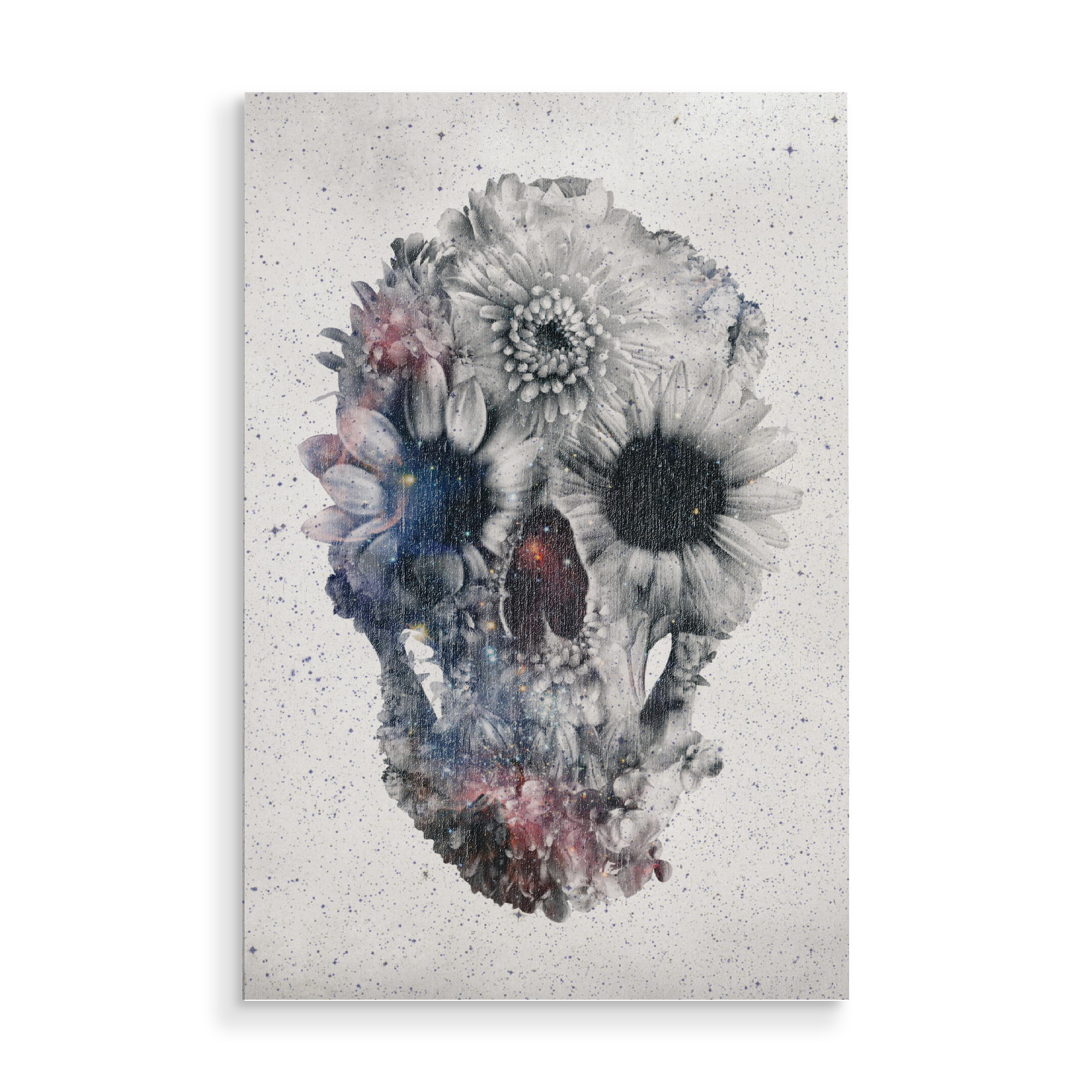 Holzbild "Floral Skull 2" artboxONE - Natur,Floral - Mit blumen,Schädel,Blume,Illustration,Kunst,Entwurf,Totenkopf,Schädel,Blumen,Verrückt,Abstrakt