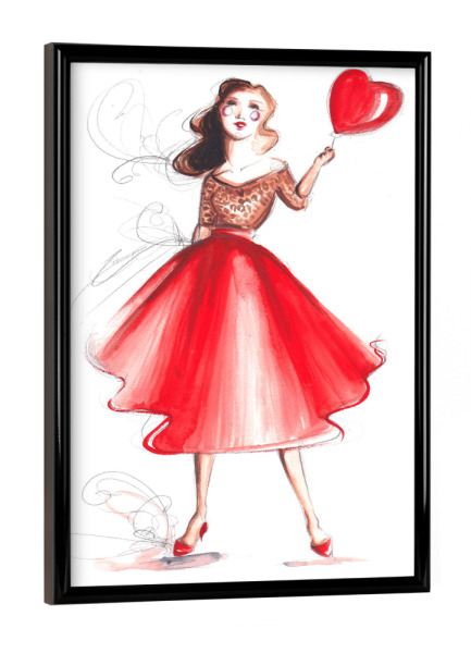 Poster mit schwarzem Rahmen "Heart Balloon" artboxONE - Liebe,Fashion