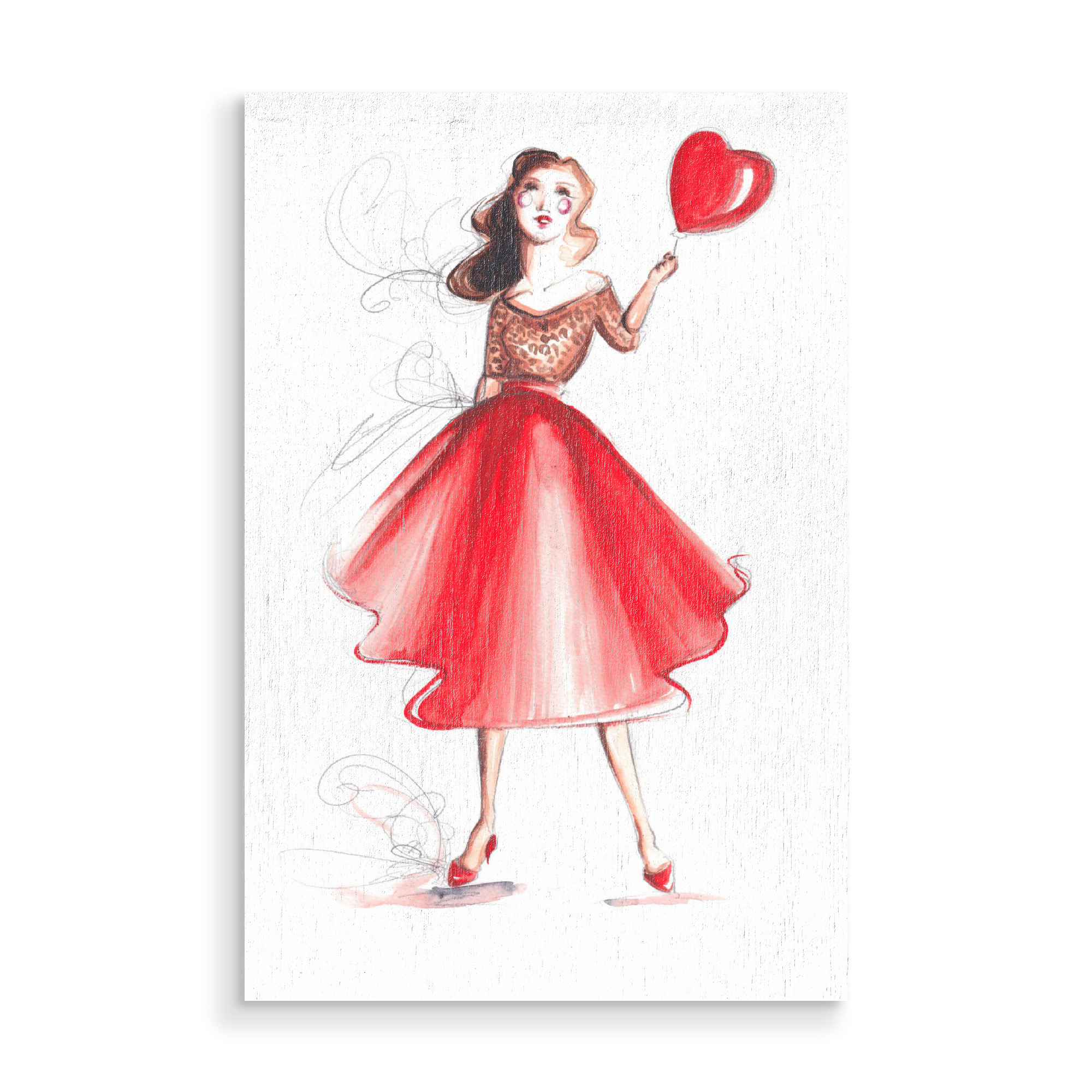 Holzbild "Heart Balloon" artboxONE - Liebe,Fashion