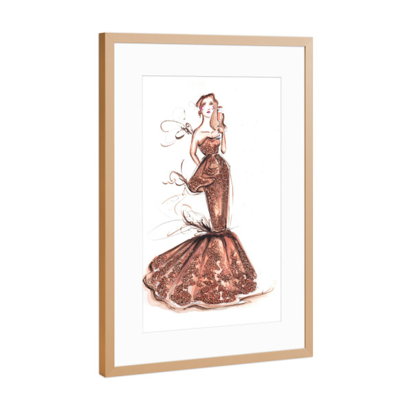 Poster mit Rahmen Kupfer "Champagne please" artboxONE - Fashion