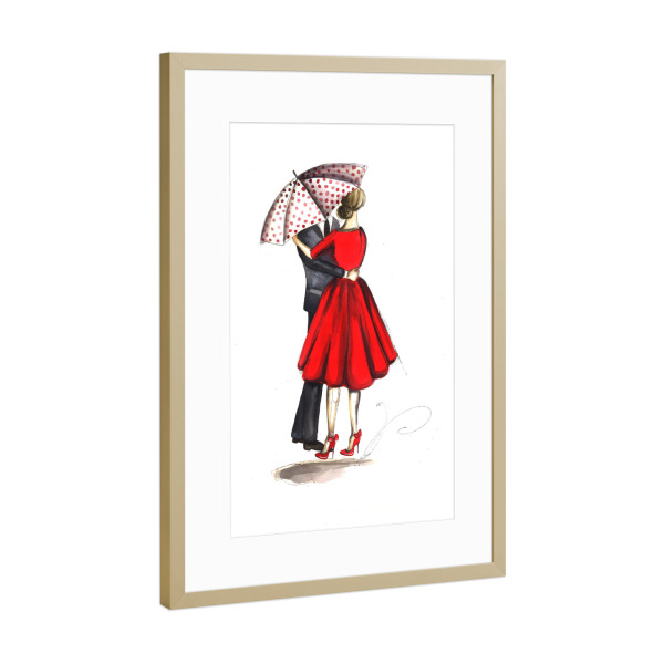 Poster mit Rahmen Gold "Valentine's Day" artboxONE - Liebe,Fashion