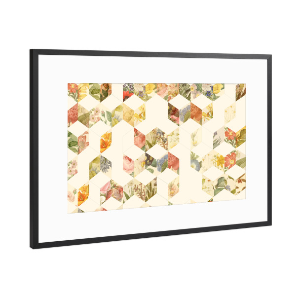 Poster mit Rahmen Schwarz (Metallic) "Keziah - Flowers" artboxONE - Floral,Geometrie
