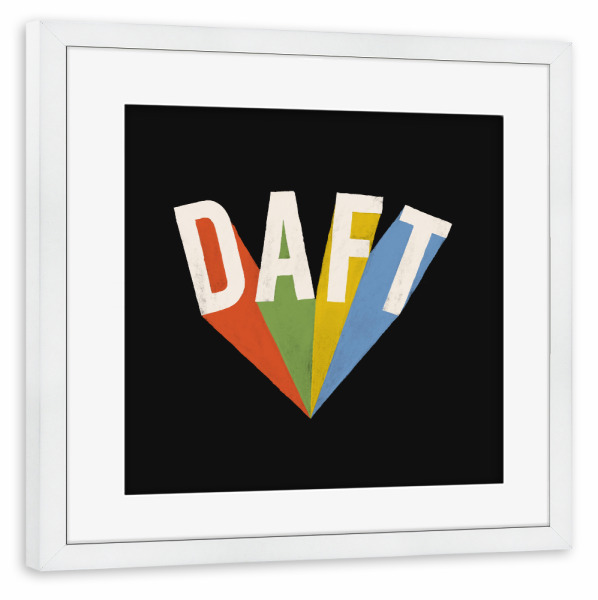 Poster mit Rahmen weiß "Daft" artboxONE - Typografie,Schwarzweiß,Musik