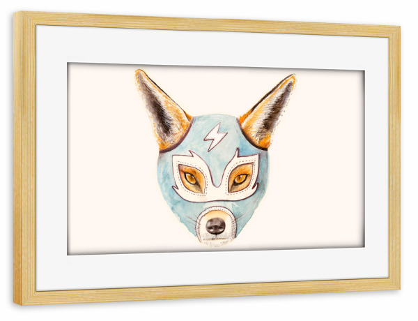Poster mit Rahmen kiefer "Andrew the Fox Wrestler" artboxONE - Natur,Tiere