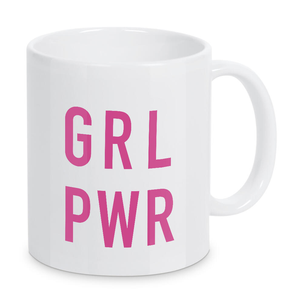 Tasse "GRL-PWR" artboxONE - Typografie,Menschen - Pinkribbon,Brustkrebs,Vorsorge,Pink,Typo,Typografie,Girl,Power,Frauen,Mädchen,Females