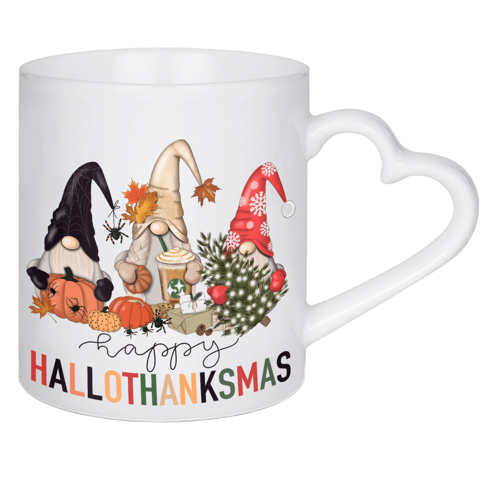 Herztasse "Fröhliche Hallo Thanksmas Zwerge" artboxONE - Weihnachten,Buchstaben,Festivals,Halloween,Lustig