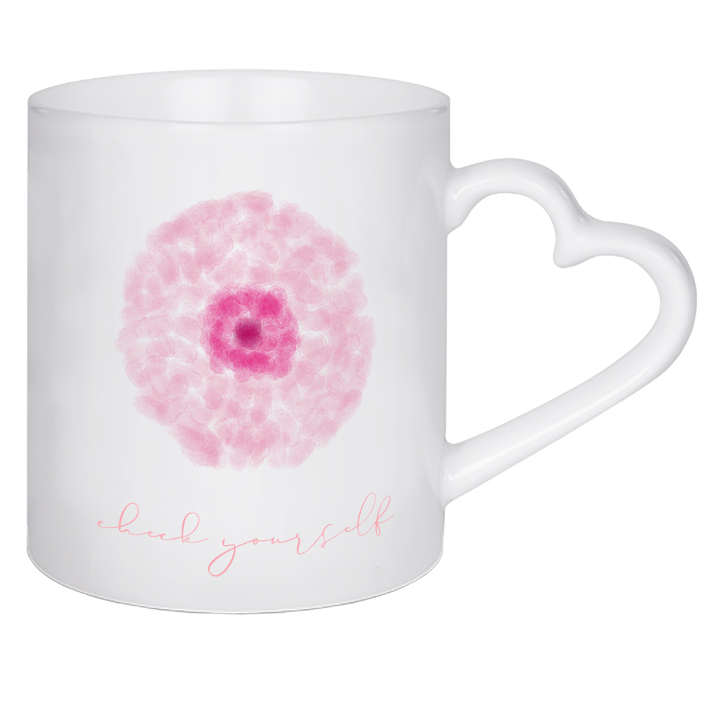 Herztasse "Check yourself - pink" artboxONE - Typografie,Abstrakt,Menschen