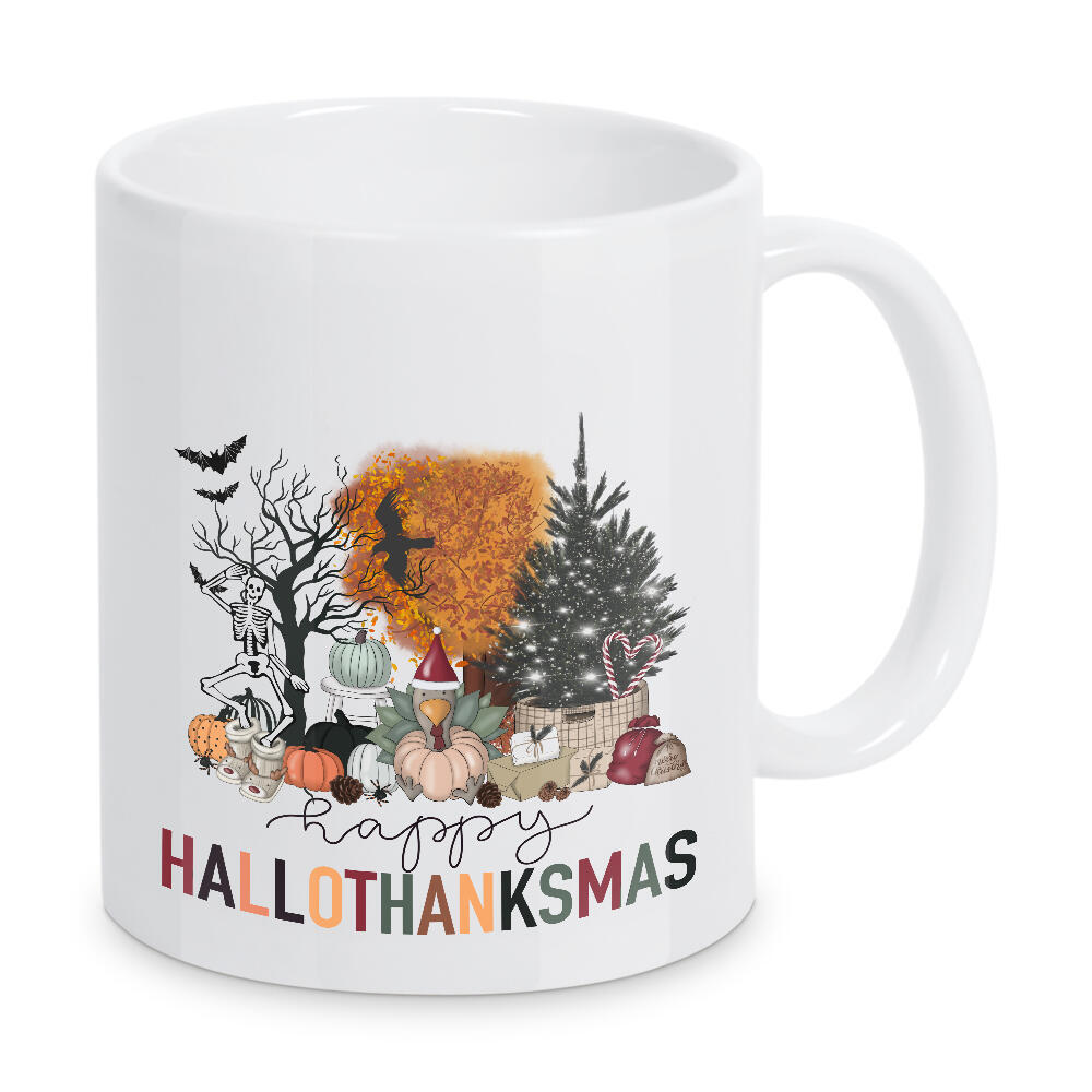 Tasse "Fröhliche Hallodanke" artboxONE - Natur,Weihnachten,Buchstaben,Festivals,Halloween