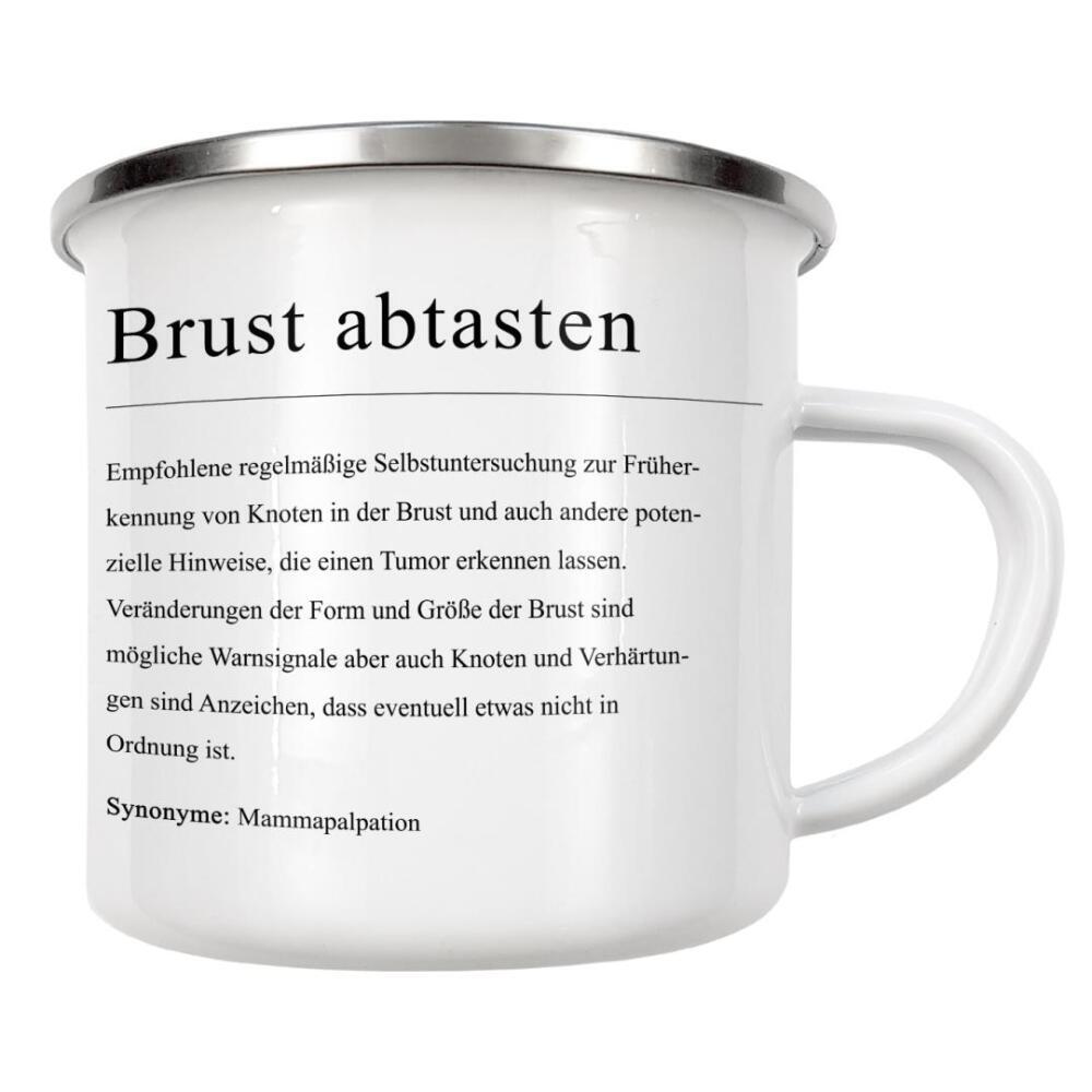Emaille Tasse "Brust abtasten Definition" artboxONE - Typografie,Menschen
