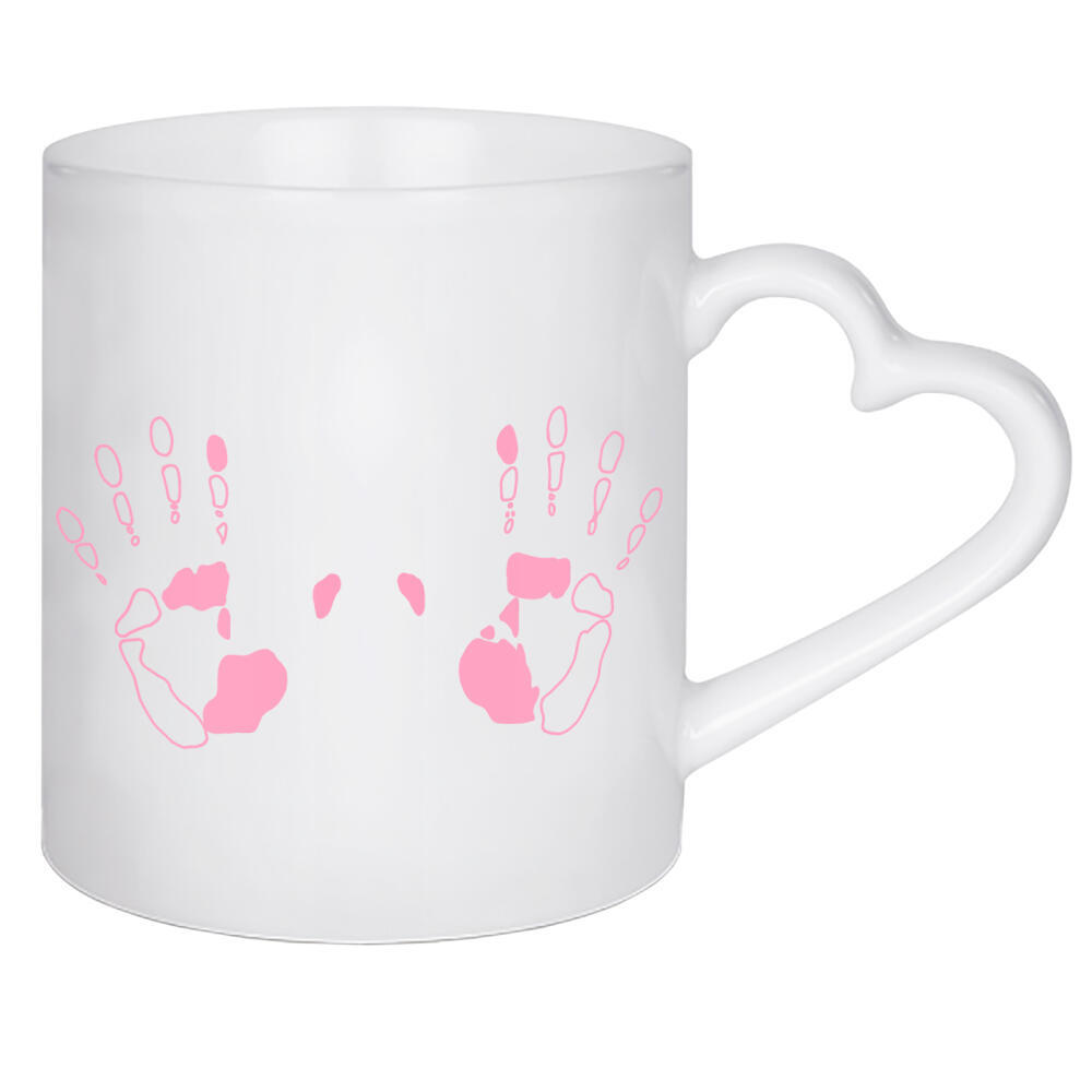 Herztasse "Hände in Pink" artboxONE - Abstrakt,Menschen - Hände,Pink,Mensch,Illustration,Abdrücke