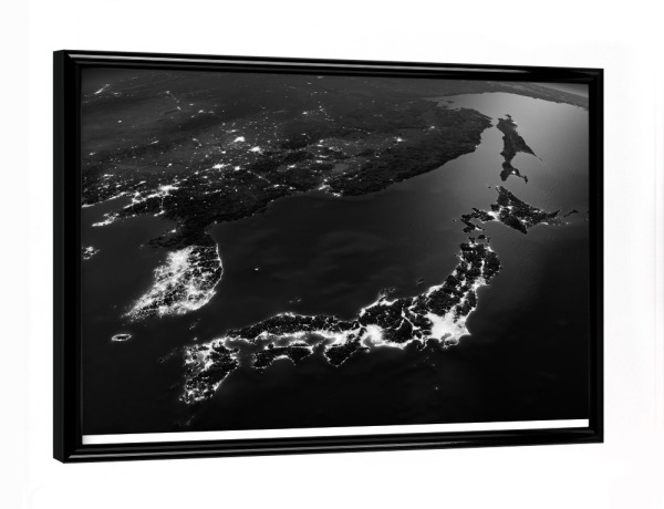 Poster mit schwarzem Rahmen "Japan Photograph Night View" artboxONE - Städte,Reise,Schwarzweiß,Reise / Asien