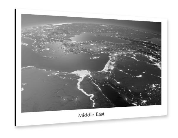 Alu-Dibond "Middle East Photograph Night View Black and White" 30x20 cm artboxONE