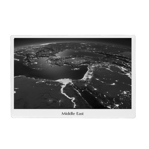 Metall Poster "Middle East Photograph Night View Black and White" artboxONE - Städte,Reise,Reise / Länder