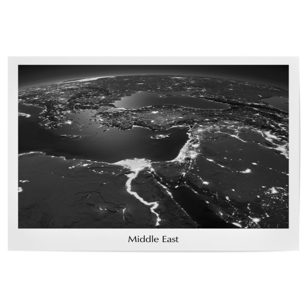 Poster 30x20 cm "Middle East Photograph Night View Black and White" artboxONE - Städte,Reise,Reise / Länder
