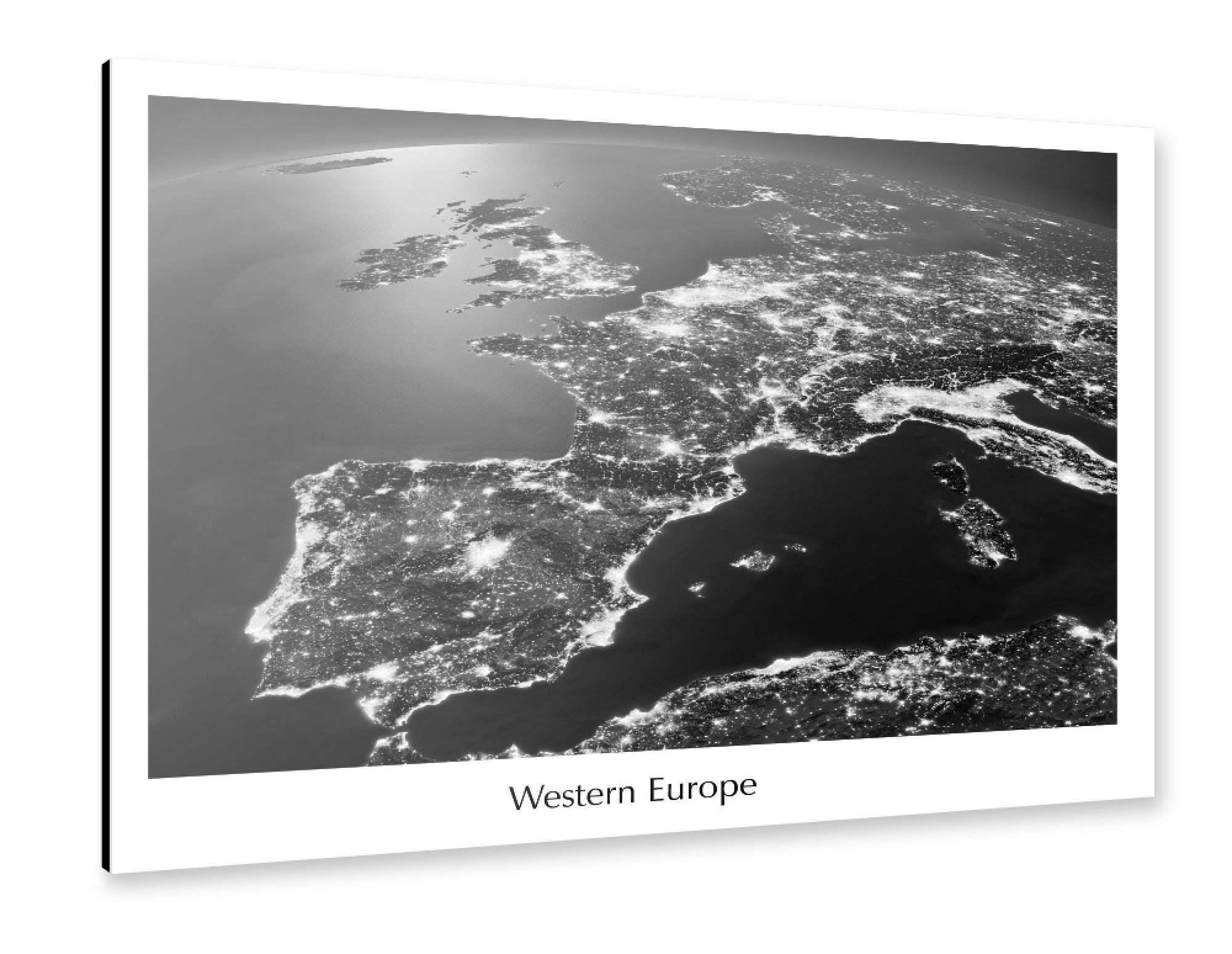 Alu-Dibond "Western Europe Photograph Night View Black and White" 30x20 cm artboxONE