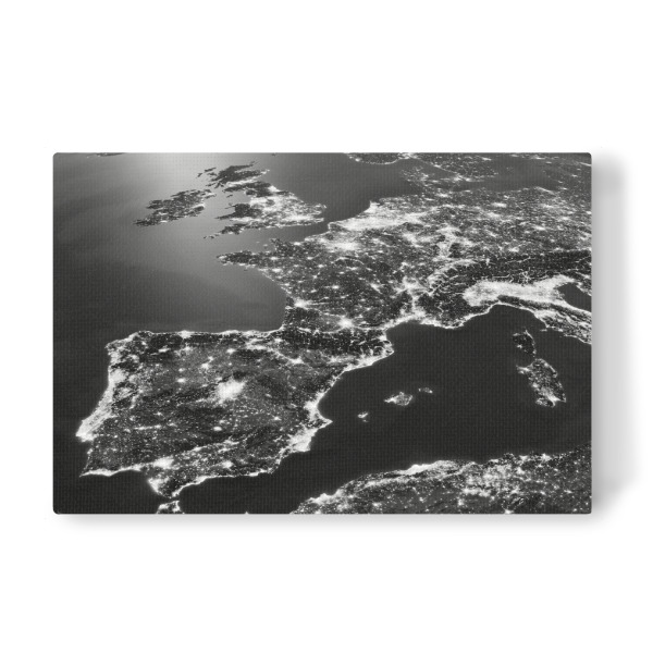 Leinwandbild "Western Europe Photograph Night View Black and White" artboxONE - Städte,Reise,Schwarzweiß,Reise / Länder