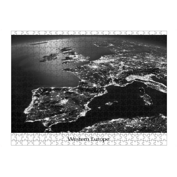 artboxONE Puzzle "Western Europe Photograph Night View Black and White" artboxONE - Städte,Reise,Schwarzweiß,Reise / Länder