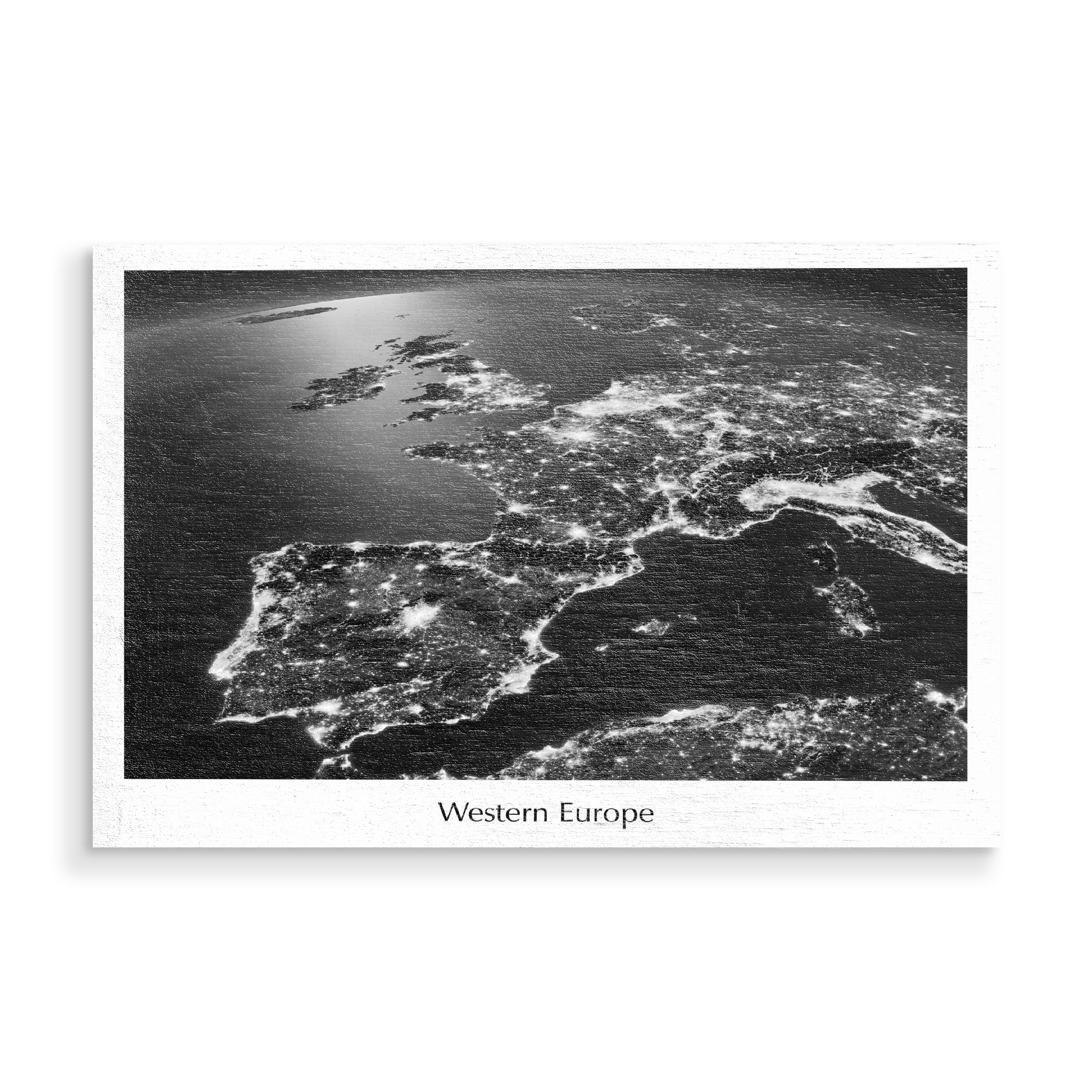 Holzbild "Western Europe Photograph Night View Black and White" artboxONE - Städte,Reise,Schwarzweiß,Reise / Länder