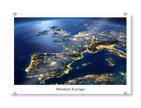 Acrylglasbild "Western Europe Photograph Night View" artboxONE - Städte,Reise,Reise / Länder