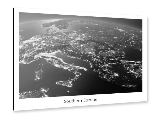 Alu-Dibond "Southern Europe Photograph Night View Black and White" 30x20 cm artboxONE