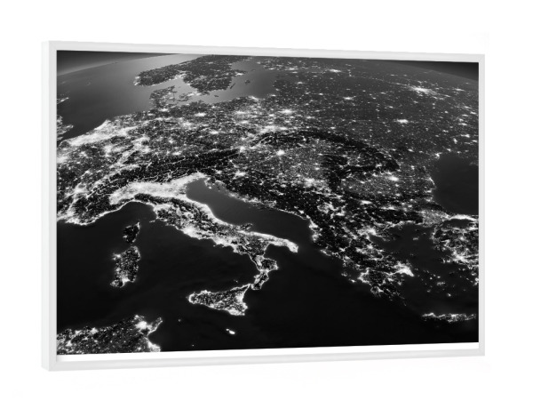 Poster mit weißem Rahmen "Southern Europe Photograph Night View Black and White" artboxONE - Städte,Reise,Schwarzweiß,Reise / Länder
