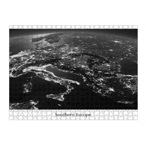 Puzzle Ravensburger "Southern Europe Photograph Night View Black and White" artboxONE - Städte,Reise,Schwarzweiß,Reise / Länder