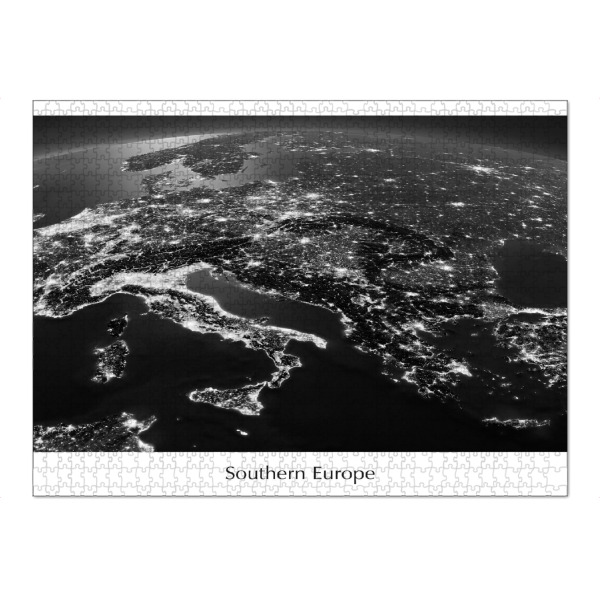 Puzzle Ravensburger "Southern Europe Photograph Night View Black and White" artboxONE - Städte,Reise,Schwarzweiß,Reise / Länder