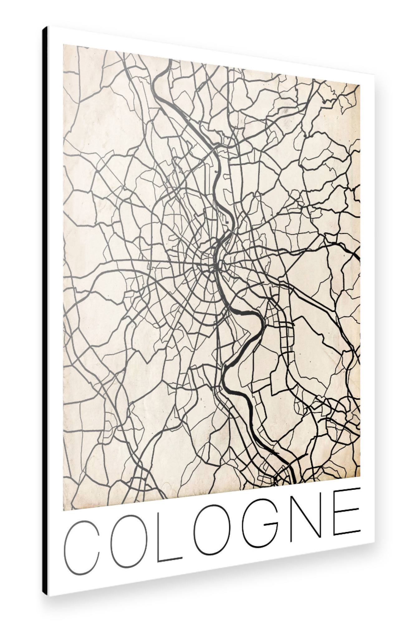Alu-Dibond "Cologne Germany Map Vintage Poster Print" 75x50 cm artboxONE
