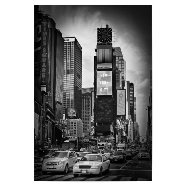 Poster "NEW YORK CITY Times Square | Monochrom" artboxONE - Städte / New York,Reise,Schwarzweiß,Architektur,Automobile,Reise / Länder
