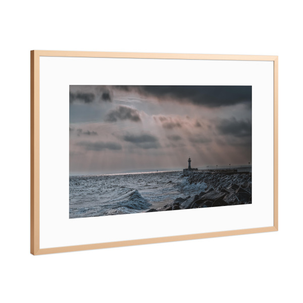 Poster mit Rahmen Kupfer "Molenfeuer Sassnitz" artboxONE - Natur,Reise / Strand und Meer