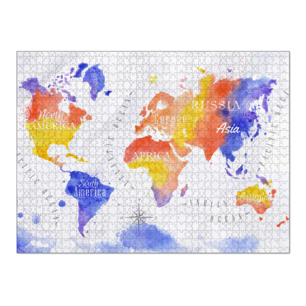 Puzzle Ravensburger "Aquarell Weltkarte rot lila" artboxONE - Reise,Kartografie