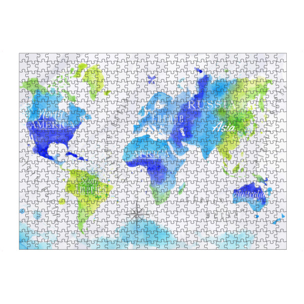 Puzzle Ravensburger "Aquarell Weltkarte grün blau" artboxONE - Reise,Reise / Afrika,Reise / Asien,Reise / Länder,Kartografie