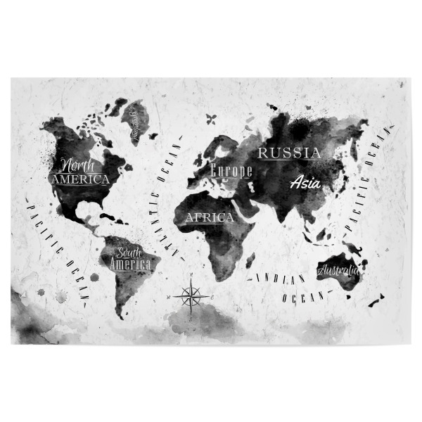 Poster 30x20 cm "Tinte Weltkarte" artboxONE - Reise,Schwarzweiß,Reise / Afrika,Reise / Asien,Reise / Länder,Kartografie