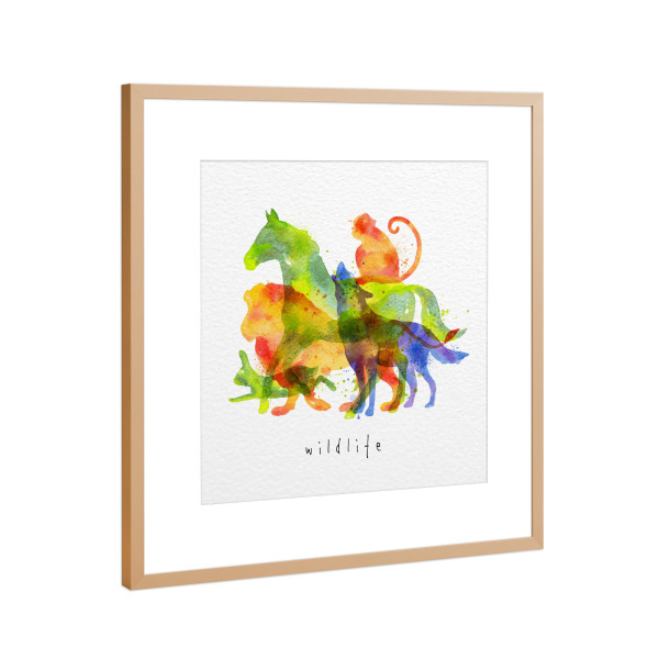 Poster mit Rahmen Kupfer "Wildlife" artboxONE - Natur,Für Kinder,Tiere,Comic