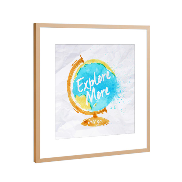 Poster mit Rahmen Kupfer "Globus-Aquarell" artboxONE - Typografie,Reise,Kartografie