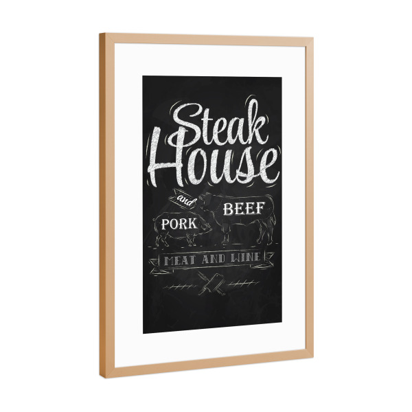 Poster mit Rahmen Kupfer "Steakhouse I" artboxONE - Essen & Trinken,Schwarzweiß