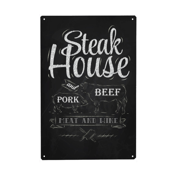 Holzbild "Steakhouse I" artboxONE - Essen & Trinken,Schwarzweiß