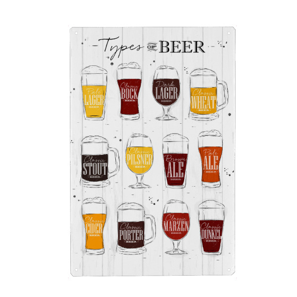 Holzbild "Types of Beer I" artboxONE - Essen & Trinken